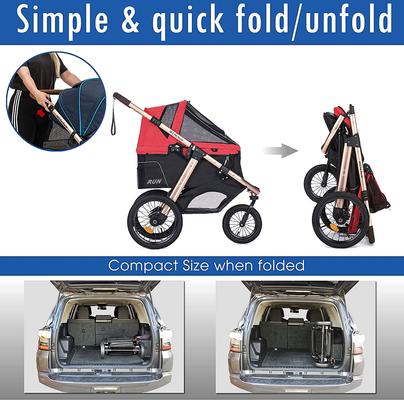 Show full view: HPZ Pet Rover Run Performance Jogging Dog & Cat Stroller, Red slide 6 of 10