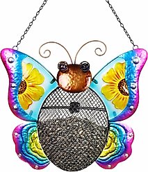 Exhart Metal Mesh Seed Basket Butterfly Bird Feeder
