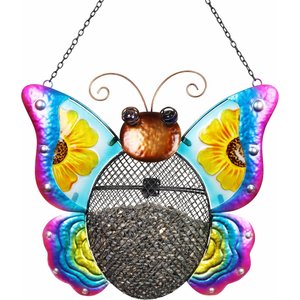 Exhart Metal Mesh Seed Basket Butterfly Bird Feeder
