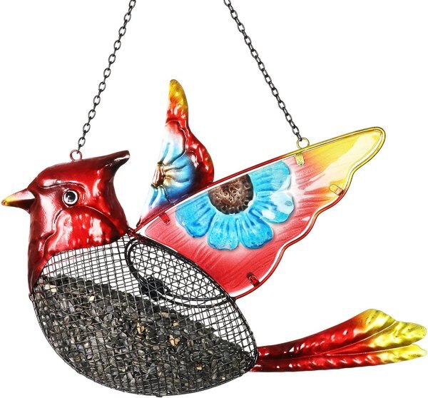 Exhart Metal Mesh Seed Basket Cardinal Bird Feeder slide 1 of 8