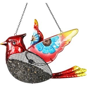 Exhart Metal Mesh Seed Basket Cardinal Bird Feeder