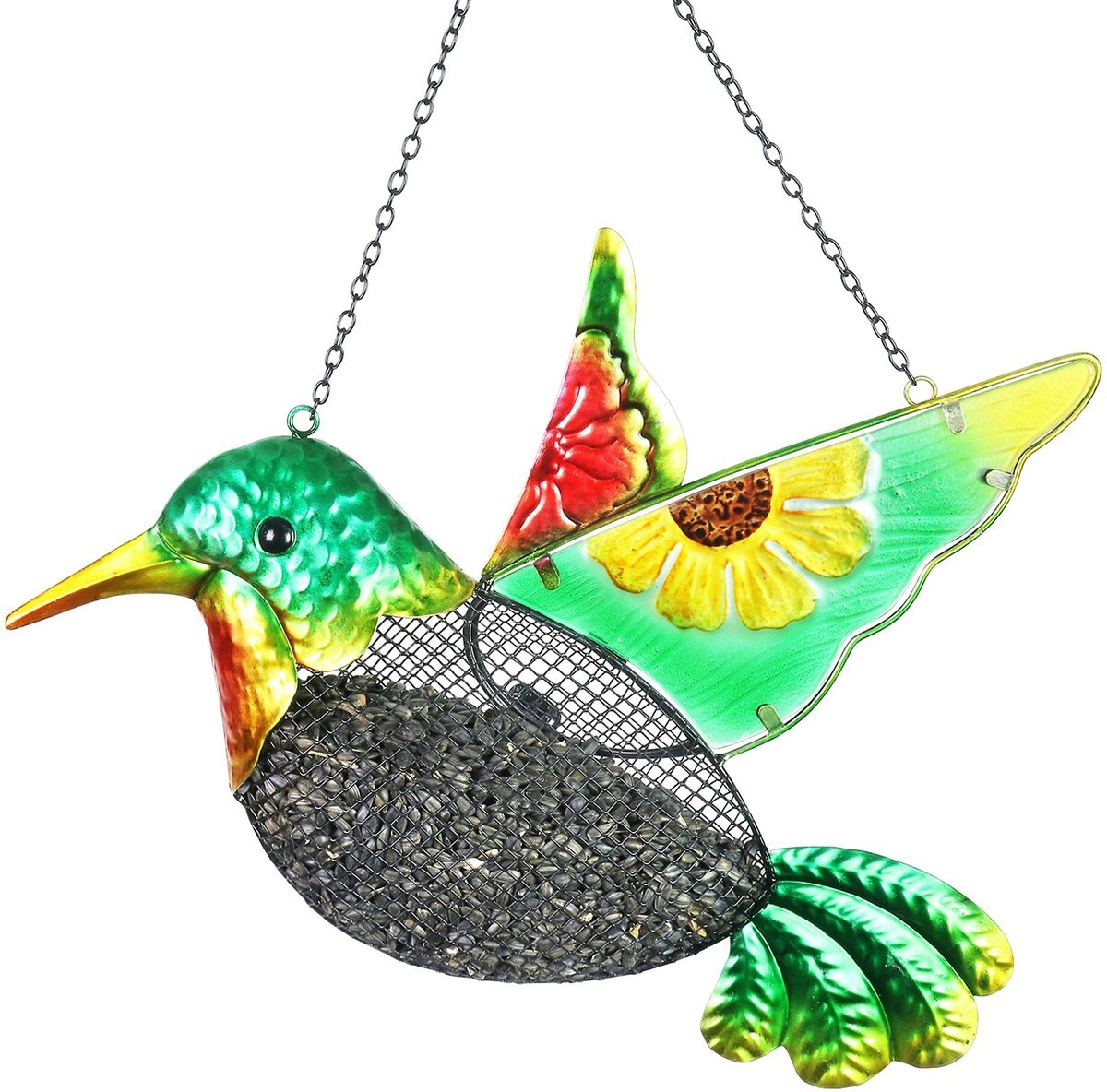 EXHART Metal Mesh Basket Hummingbird Bird Feeder