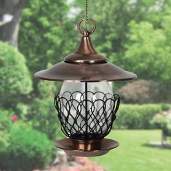 Exhart Caged Glass with Looping Wire Accent Metal Hanging Bird Feeder, Bronze, 13.5-in slide 2 of 2
