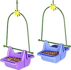 Exhart 2-Piece Hanging Basket Bird Feeder, Blue/Purple