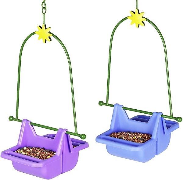 Exhart 2-Piece Hanging Basket Bird Feeder, Blue/Purple slide 1 of 9