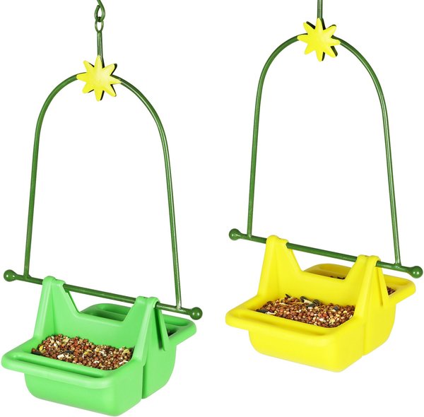 Exhart 2-Piece Hanging Basket Bird Feeder, Green/Yellow slide 1 of 3