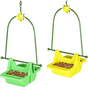 Exhart 2-Piece Hanging Basket Bird Feeder, Green/Yellow