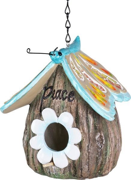 Exhart Butterfly Roof Peace Acorn Hanging Bird House slide 1 of 8