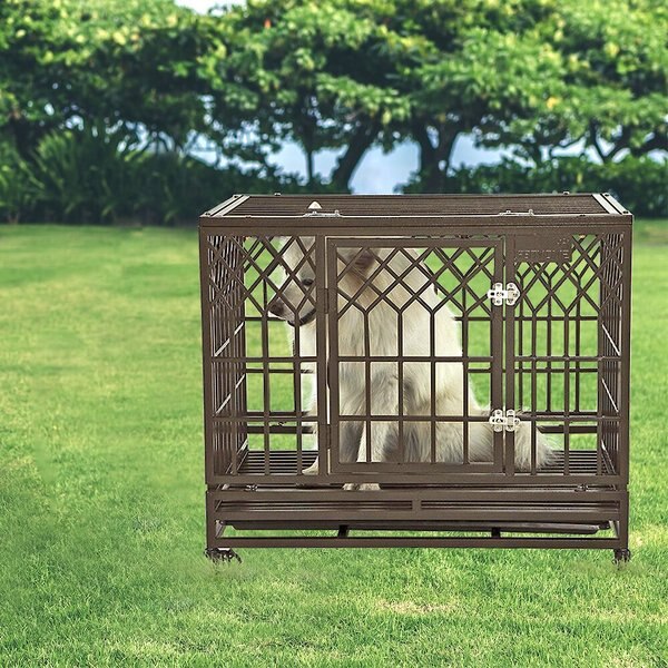 SMONTER Heavy Duty Y Shape Dog Crate & Playpen, Brown
