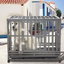 SMONTER Heavy Duty Strong Metal I Shape Dog Crate, Dark Silver, 38-in slide 1 of 7
