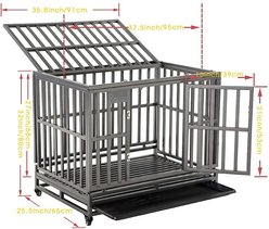 SMONTER Heavy Duty Strong Metal I Shape Dog Crate, Dark Silver, 38-in slide 2 of 7