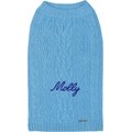 Blueberry Pet Classic Wool Blend Cable Knit Pullover Personalized Dog Sweater, Alaskan Blue, 10-in