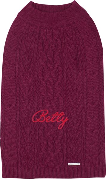 Blueberry Pet Classic Wool Blend Cable Knit Pullover Personalized Dog Sweater, Burgundy, 12-in slide 1 of 6