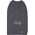 Blueberry Pet Classic Wool Blend Cable Knit Pullover Personalized Dog Sweater, Smoke Grey, 10-in