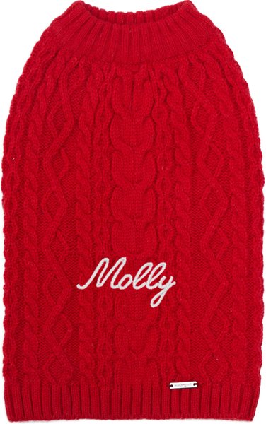 Blueberry Pet Classic Wool Blend Cable Knit Pullover Personalized Dog Sweater, Red Danger, 10-in slide 1 of 6