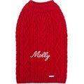Blueberry Pet Classic Wool Blend Cable Knit Pullover Personalized Dog Sweater, Red Danger, 12-in