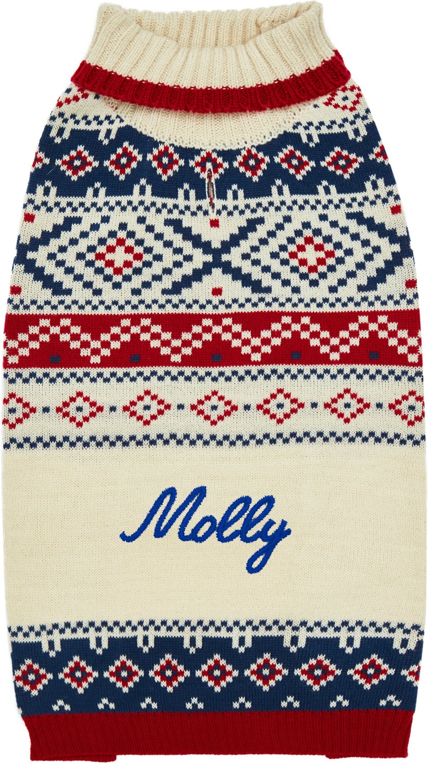 Blueberry Pet Christmas Fair Isle Pullover Personalized Dog Sweater