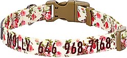 Blueberry Pet Spring Scent Rose Floral Personalized ID Dog Collar, Ivory, Medium: 14.5 to 20-in neck 3/4-in wide
