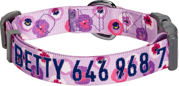 Blueberry Pet Essentials Garden Floral Personalized Dog Collar, Light Purple, Large: 18 to 26-in neck, 1-in wide slide 1 of 6