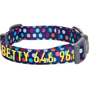 Blueberry Pet Rainbow Polka Dots Personalized Dog Collar, Rainbow Polka Dots, Medium: 14.5 to 20-in neck 3/4-in wide