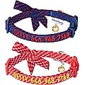 Blueberry Pet Sleek Handsome Diagonal Striped Breakaway Bow Tie Personalized Cat Collar, 2 count, Small: 9 to 13-in neck, 3/8-in wide