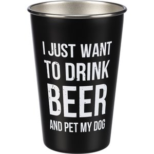 Primitives By Kathy Drink Beer & Pet Dog Stainless Steel Pint, 16-oz