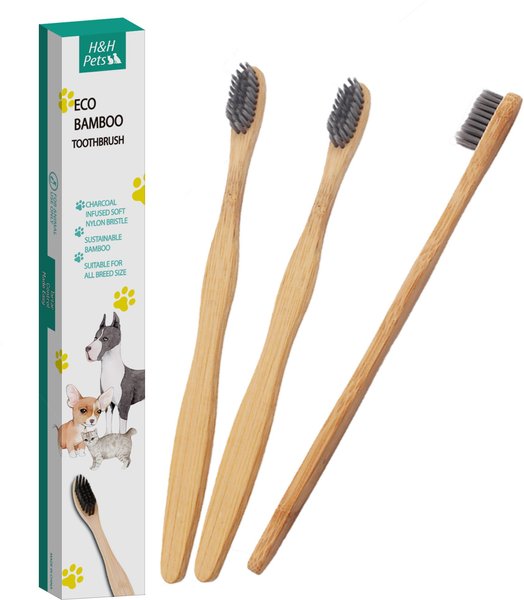 H&H Pets Eco-Friendly Bamboo Dog & Cat Toothbrush, 3 count, Large slide 1 of 2