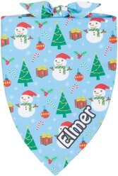 Frisco Snowman & Presents Personalized Dog & Cat Bandana, Small