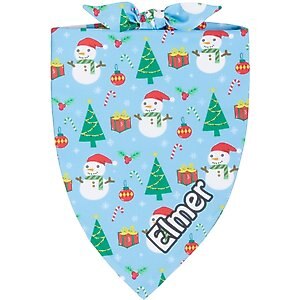 Frisco Snowman & Presents Personalized Dog & Cat Bandana, Small