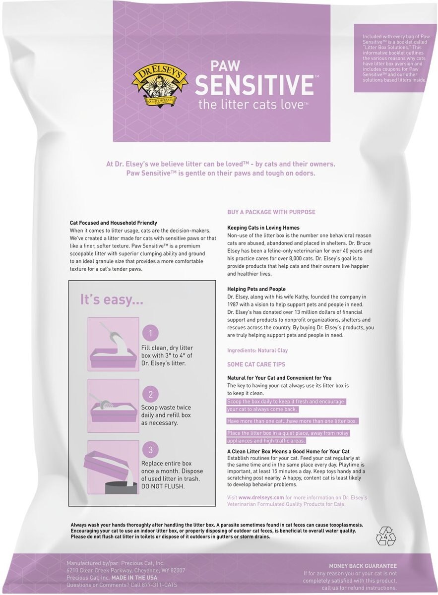 DR. ELSEY'S Paw Sensitive Clumping Clay Cat Litter, 20lb bag