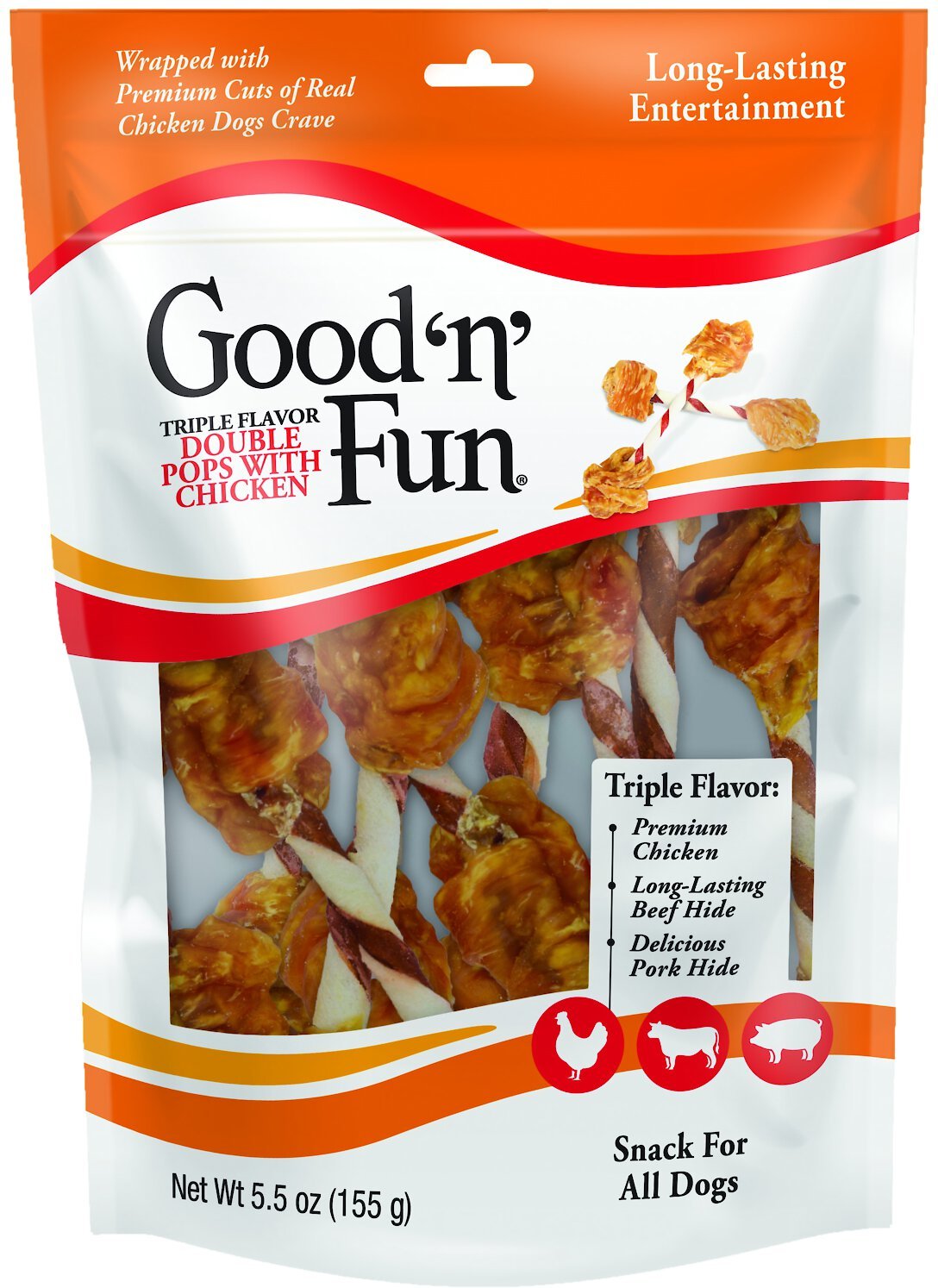 GOOD ’N’ FUN Triple Flavor Dumbbells Dog Treats, 5.5oz bag