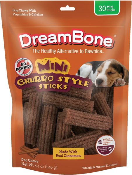 DreamBone Churro-Style Mini Sticks Cinnamon Flavor Dog Treats, 30 count slide 1 of 9