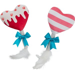 Frisco Valentine Heart Lollipops Plush Cat Toy with Catnip, 2 count
