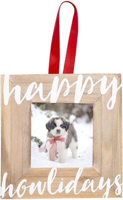 Show full view: Pearhead Christmas Happy Howlidays Christmas Dog Wooden Photo Ornament slide 2 of 7