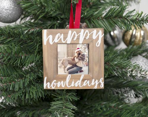 Show full view: Pearhead Christmas Happy Howlidays Christmas Dog Wooden Photo Ornament slide 4 of 7