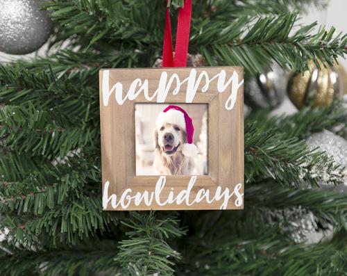 Show full view: Pearhead Christmas Happy Howlidays Christmas Dog Wooden Photo Ornament slide 6 of 7