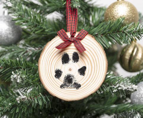 Show full view: Pearhead Christmas Wooden Pawprints Ornament slide 4 of 6