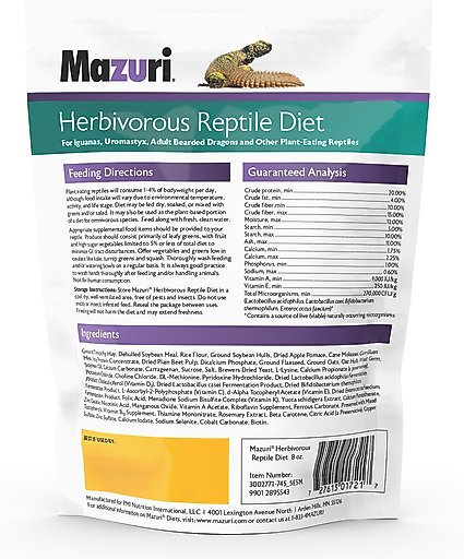 Mazuri Herbivorous Reptile Food, 8-oz bag