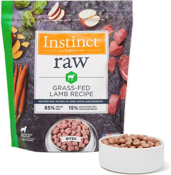 Instinct Frozen Raw Bites Grain-Free Grass-Fed Lamb Recipe Dog Food