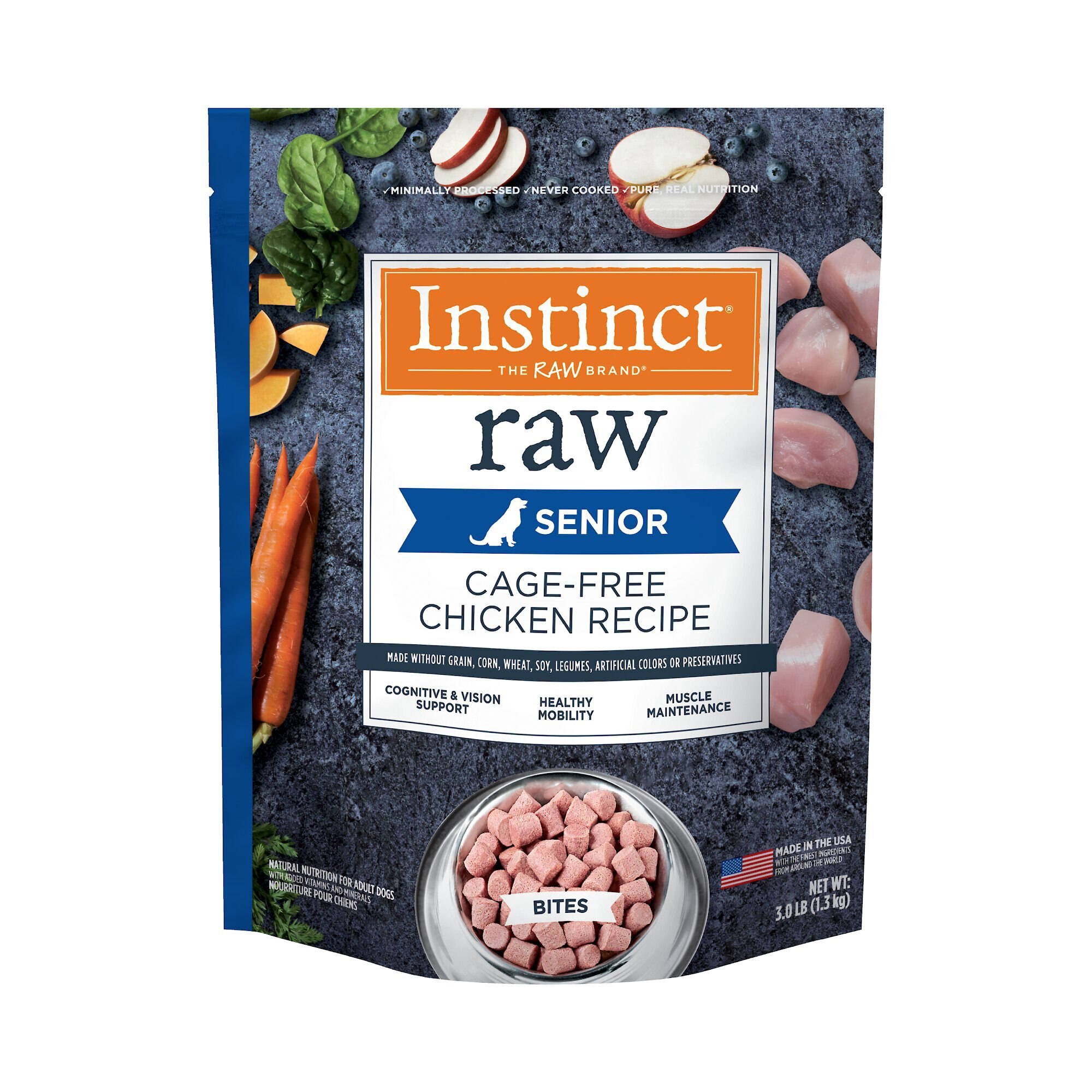 INSTINCT Bites Chicken Recipe GrainFree CageFree Raw Frozen Senior