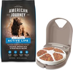 American Journey Active Life Formula Salmon, Brown Rice & Vegetables Recipe Dry Dog Food + PetSafe Eatwell 5-Meal Automatic Feeder