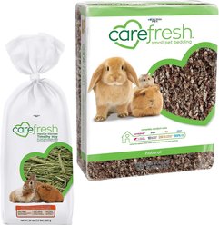 Carefresh Premium Western Timothy Hay, 24-oz bag + Small Animal Bedding, Natural, 60-L