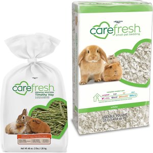 Carefresh Premium Western Timothy Hay + Small Animal Bedding, White, 23-L