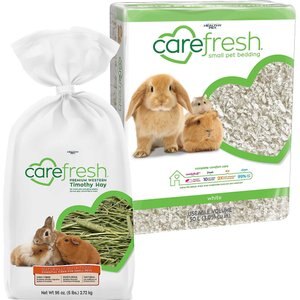 Carefresh Premium Western Timothy Hay + Small Animal Bedding, White, 50-L