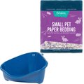 Frisco Corner Litter Box, Navy, X-Small + Small Animal Bedding, Lavender