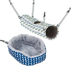 Frisco Geometric Plush Hanging Tunnel + Small Pet Herringbone Plush Oval Cuddler