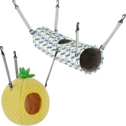 Frisco Geometric Plush Hanging Tunnel + Small Pet Pineapple Hideaway