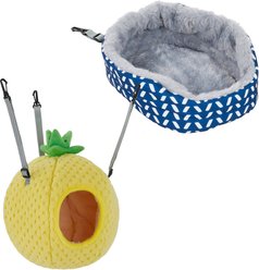 Frisco Herringbone Plush Oval Cuddler + Small Pet Pineapple Hideaway