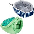 Frisco Herringbone Plush Oval Cuddler + Small Pet Turtle Cave