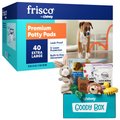 Goody Box Puppy Toys, Treats & Potty Training + Frisco Extra Large Training & Potty Pads, 28 x 34-in